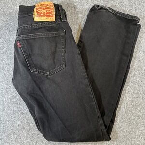 Levi's 501 Black Jeans Mens W32 L32 Button Fly Straight Leg Denim Pants
